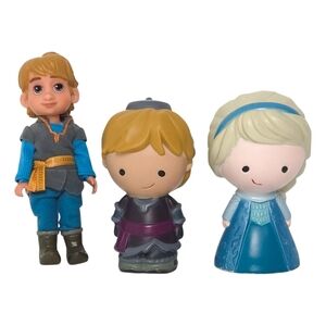 Disney Frozen Doll & Bath Toy Figures Set (Lot of 3)- Elsa & Prince Kristoff